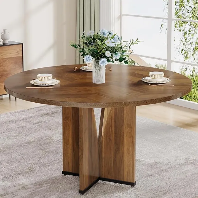 Cheap Tribesigns 39" Wood Dining Table, Farmhouse Kitchen Table for 4 People