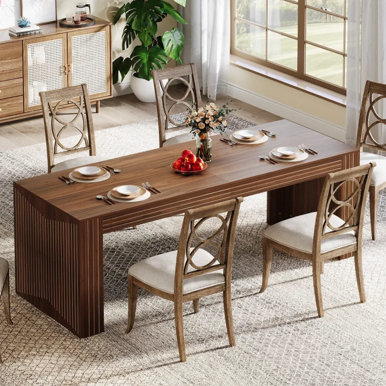 Best Sale Tribesigns 78.7" Wood Dining Table, Farmhouse Kitchen Dinner Table for 6 - 8