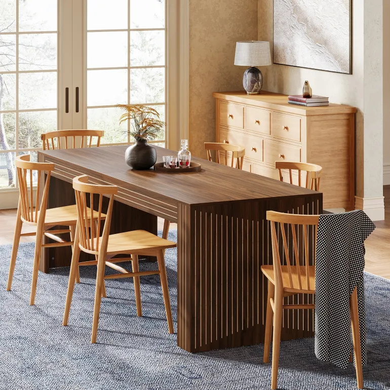 Best Sale Tribesigns 78.7" Wood Dining Table, Farmhouse Kitchen Dinner Table for 6 - 8