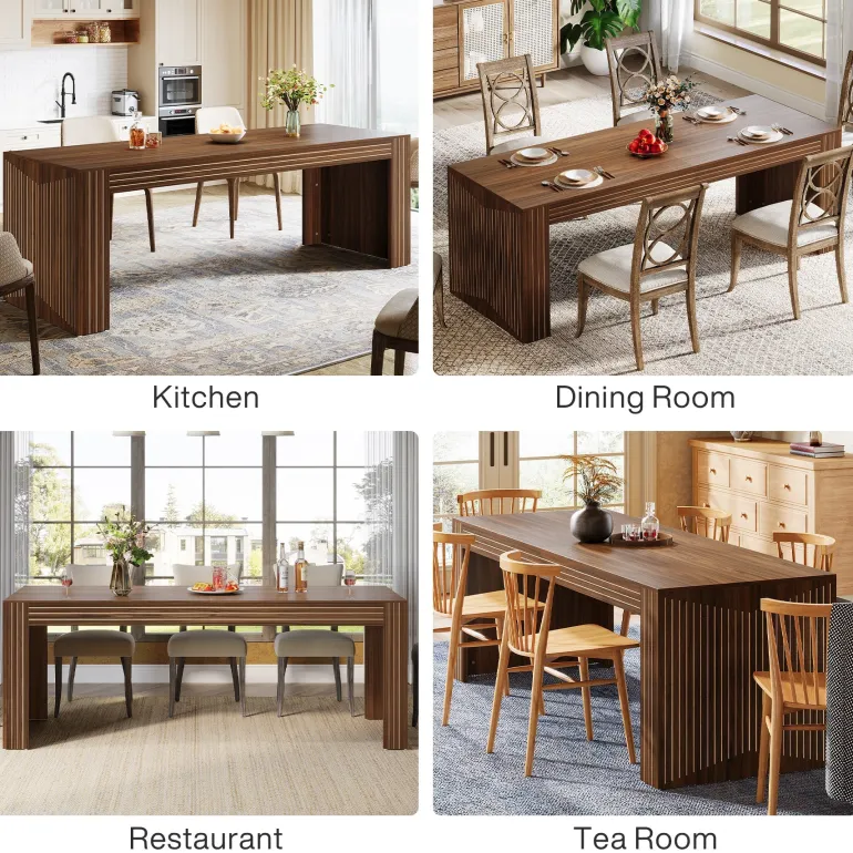 Best Sale Tribesigns 78.7" Wood Dining Table, Farmhouse Kitchen Dinner Table for 6 - 8