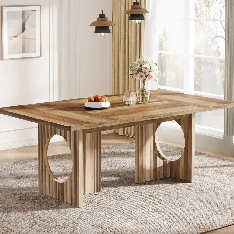 Shop Tribesigns 63" Wood Dining Table, Farmhouse Kitchen Table for 4 - 6 People