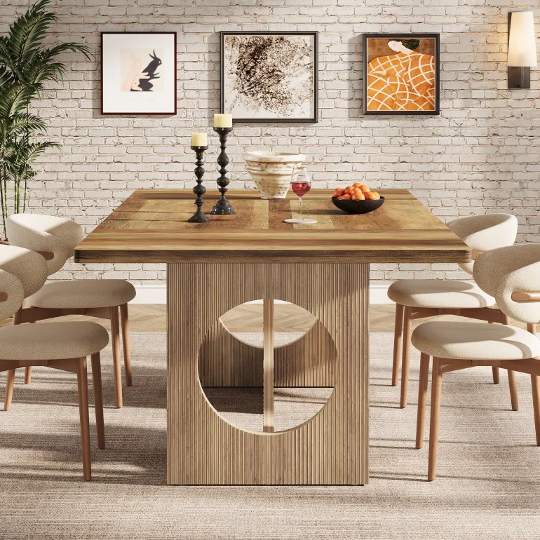 Shop Tribesigns 63" Wood Dining Table, Farmhouse Kitchen Table for 4 - 6 People