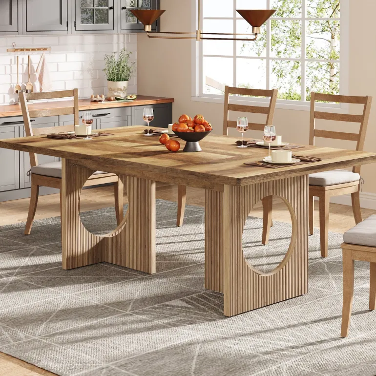 Shop Tribesigns 63" Wood Dining Table, Farmhouse Kitchen Table for 4 - 6 People
