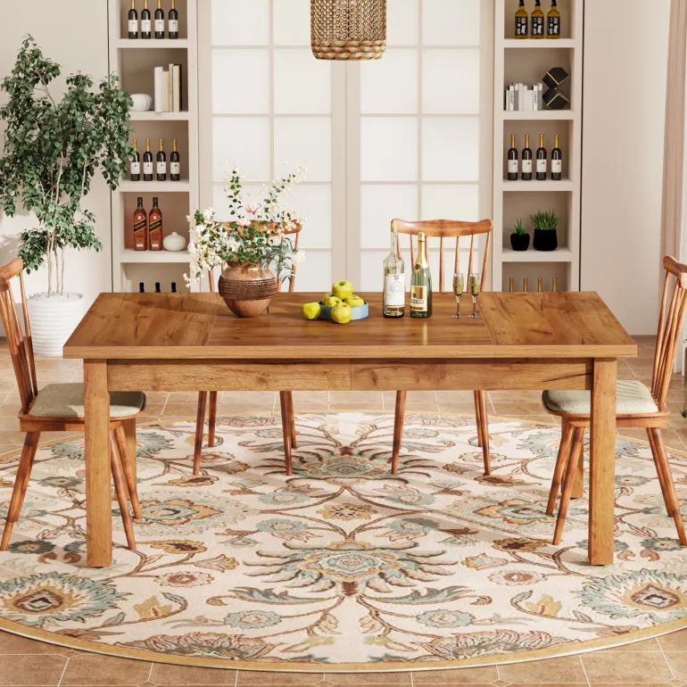 New Tribesigns 70.9" Wood Dining Table for 6-8 People, Farmhouse Breakfast Table