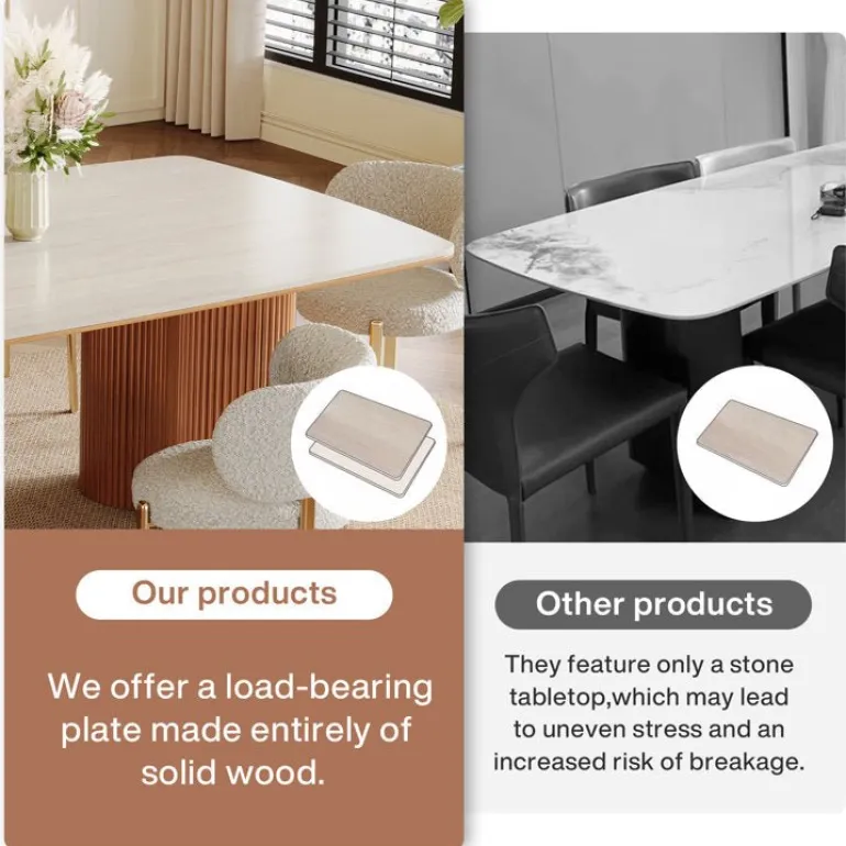 Sale Tribesigns 78.7" Wood Dining Table, Luxury Stone Kitchen Table for 8