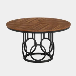 Shop Tribesigns 47" Wood Dining Table, Round Kitchen Table for 4 - 6 People