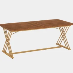 Online Tribesigns 63" Wood Executive Desk Computer Desk with Metal Frame for Home Office