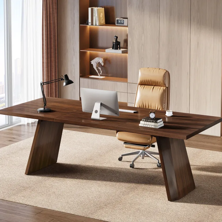 Hot Tribesigns 70.8" Wood Executive Desk, Large Home Office Computer Desk Workstation