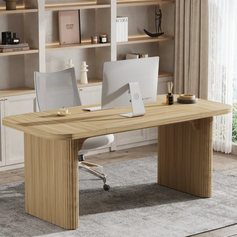 Clearance Tribesigns 62.2" Wood Executive Desk Simple Rectangular Computer Desk Writing Table