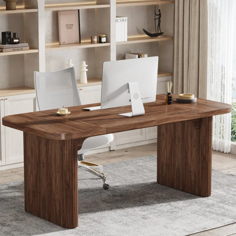 Clearance Tribesigns 62.2" Wood Executive Desk Simple Rectangular Computer Desk Writing Table