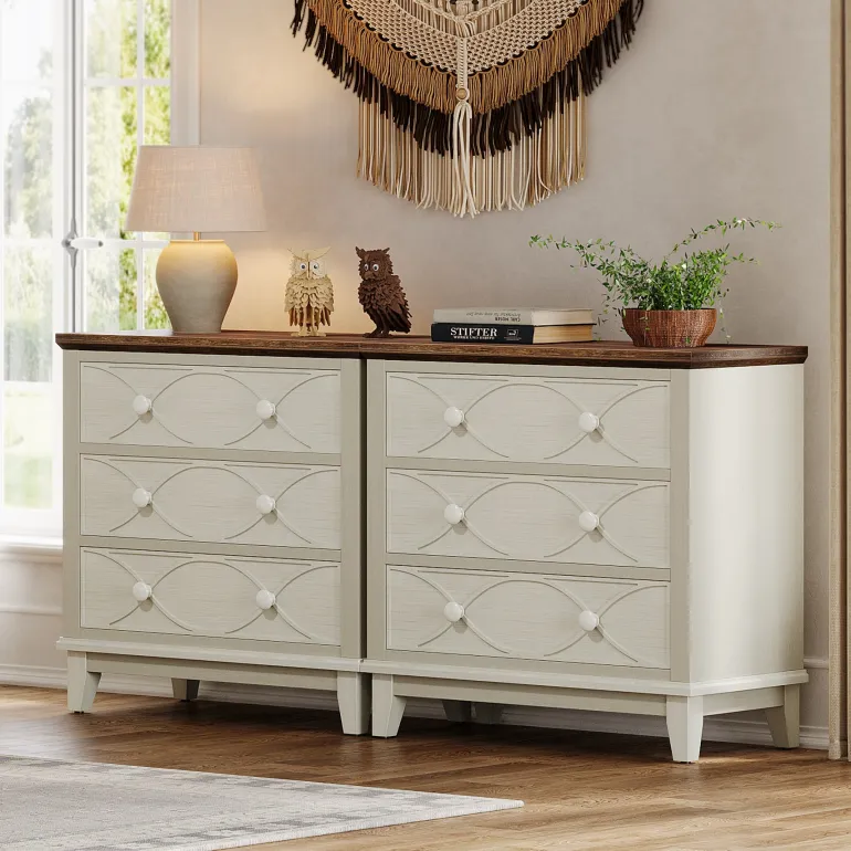 Best Tribesigns 31.5" Wood Nightstand, 3 Drawers Farmhouse End Table Bedside Table