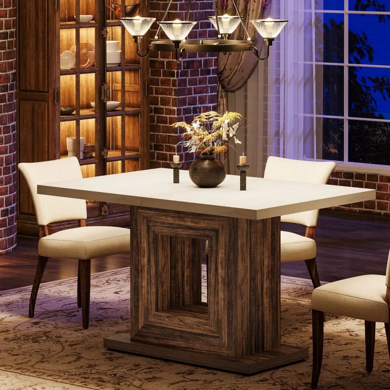 Flash Sale Tribesigns 47" Wooden Dining Table, Farmhouse Kitchen Dinner Table for 4