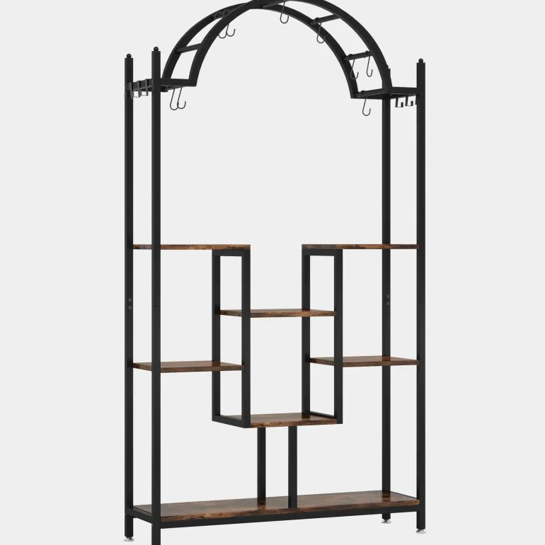 Outlet Tribesigns Arched Plant Stand, 74.8" Flower Stands with Hanging Hooks