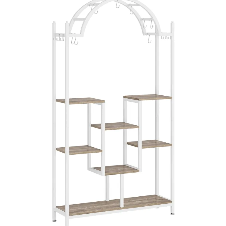 Outlet Tribesigns Arched Plant Stand, 74.8" Flower Stands with Hanging Hooks