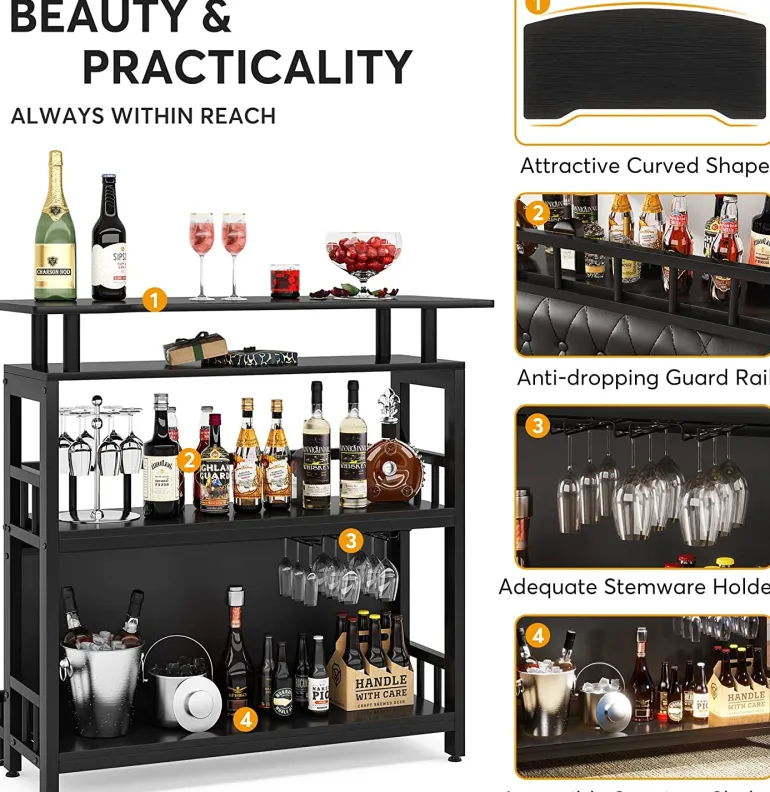 Clearance Tribesigns Bar Unit for Liquor, Home Entertainment Bar with Storage and Footrest