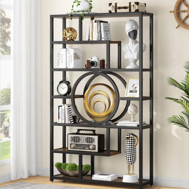 Hot Tribesigns Bookshelf, 72’’ Etagere Bookcase 7-Tier Industrial Display Shelf