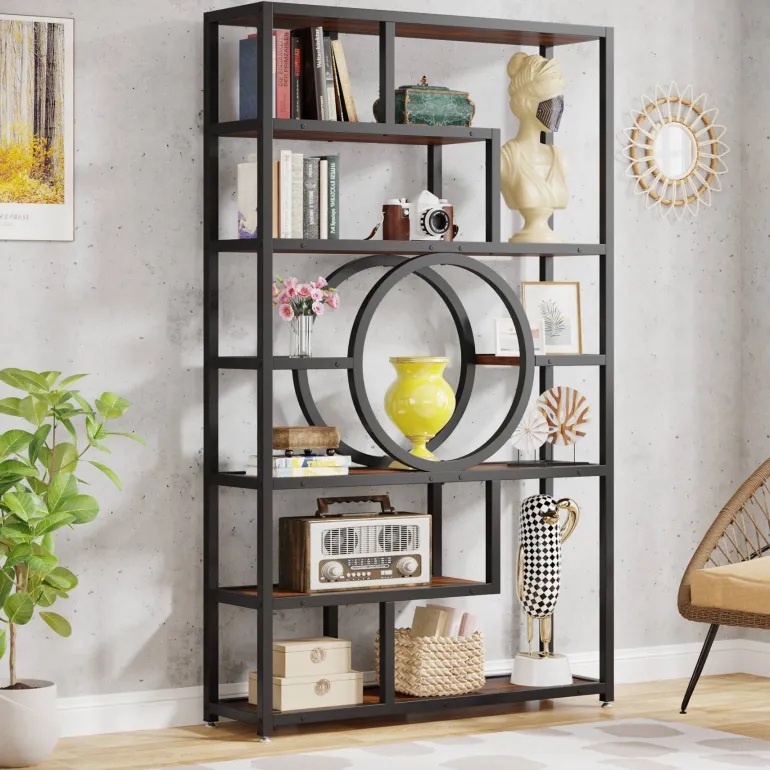 Hot Tribesigns Bookshelf, 72’’ Etagere Bookcase 7-Tier Industrial Display Shelf