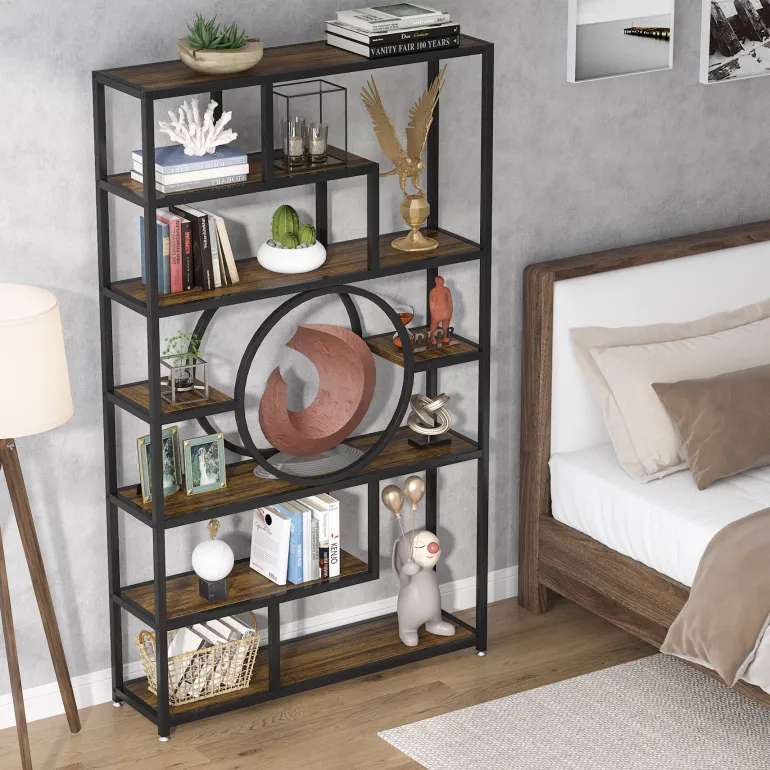Hot Tribesigns Bookshelf, 72’’ Etagere Bookcase 7-Tier Industrial Display Shelf