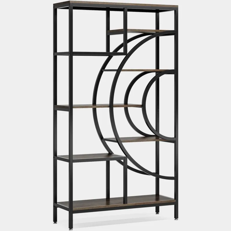 Shop Tribesigns Bookshelf, 71" Geometric Bookcase, Industrial 8-Tiers Etagere Shelving Unit