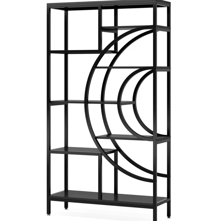 Shop Tribesigns Bookshelf, 71" Geometric Bookcase, Industrial 8-Tiers Etagere Shelving Unit