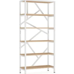 Outlet Tribesigns Bookshelf, 71" Industrial Etagere Bookcase 6 Shelf Display Rack