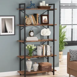 Online Tribesigns Bookshelf, 5 Tier Bookcase Display Shelf Unit