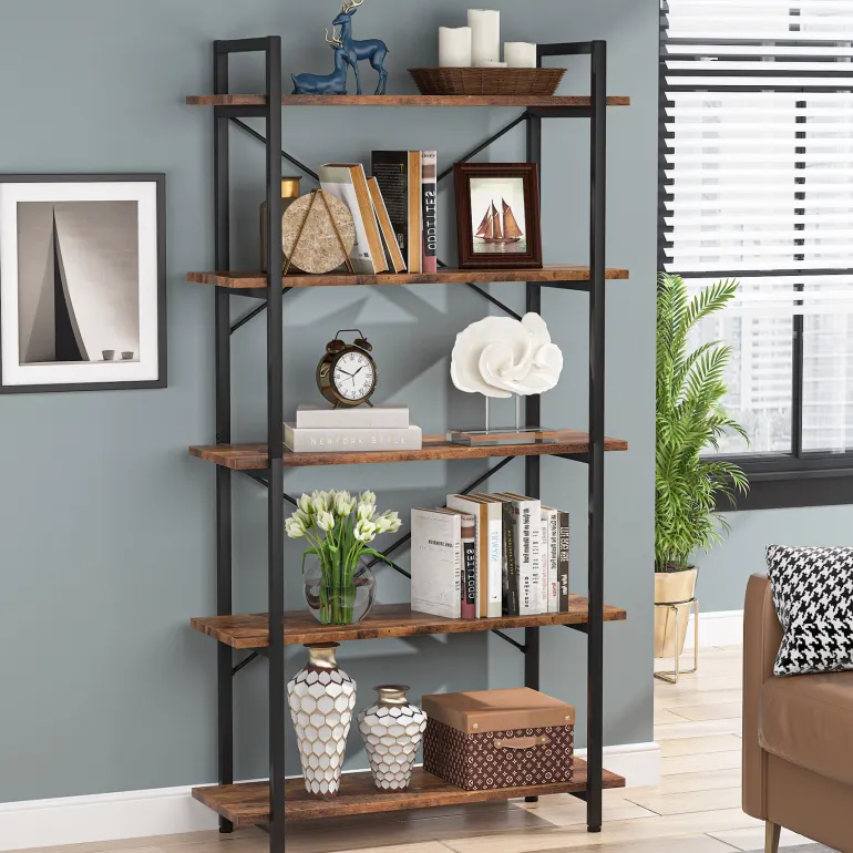 Online Tribesigns Bookshelf, 5 Tier Bookcase Display Shelf Unit