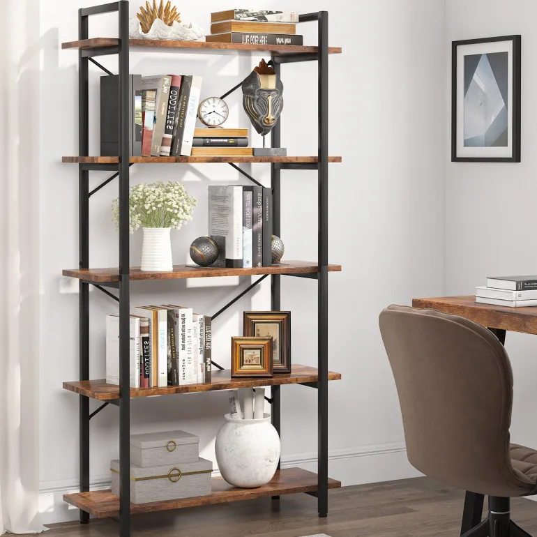 Online Tribesigns Bookshelf, 5 Tier Bookcase Display Shelf Unit