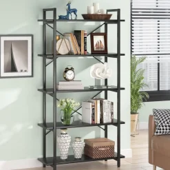 Online Tribesigns Bookshelf, 5 Tier Bookcase Display Shelf Unit