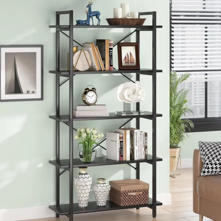 Online Tribesigns Bookshelf, 5 Tier Bookcase Display Shelf Unit