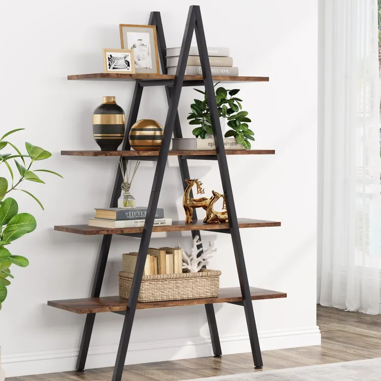 Sale Tribesigns Bookshelf, A-Shaped Bookcase 4-Tier Ladder Display Shelves