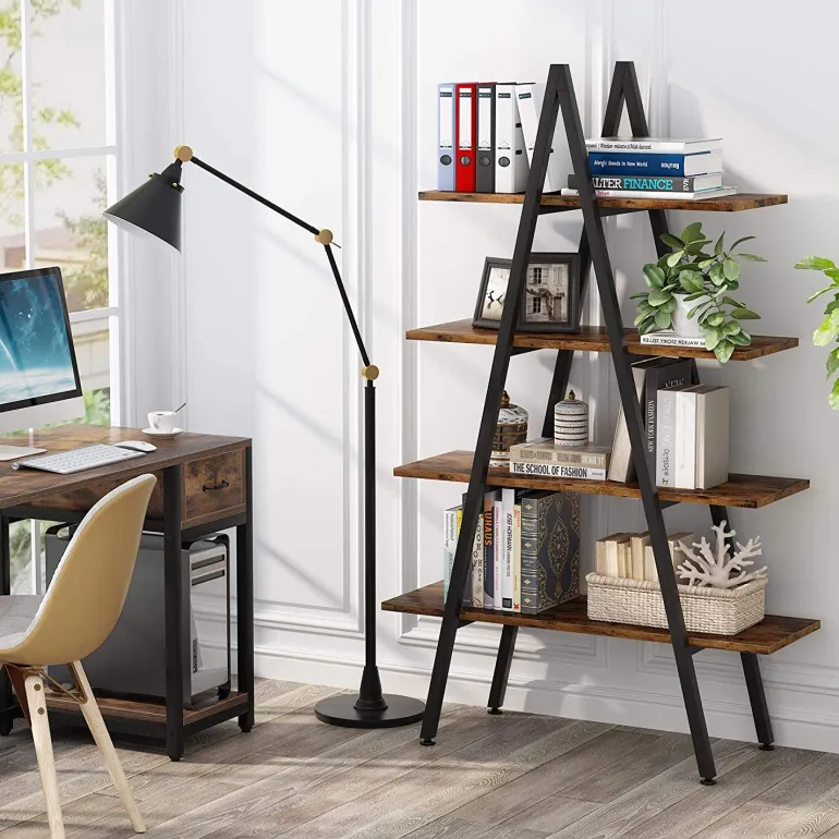Sale Tribesigns Bookshelf, A-Shaped Bookcase 4-Tier Ladder Display Shelves