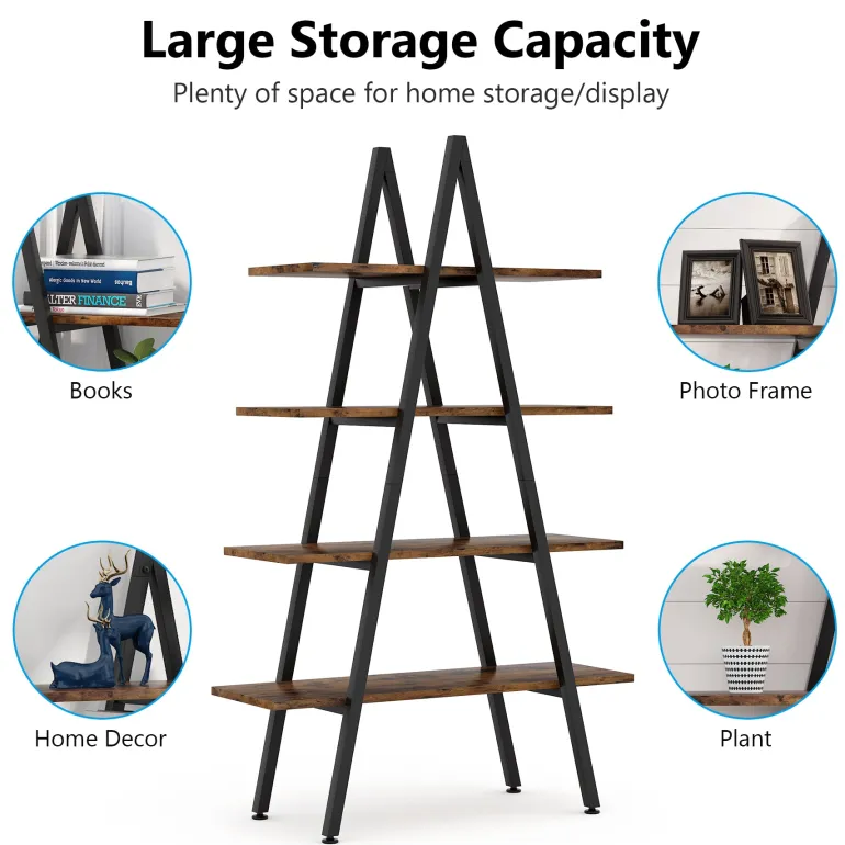 Sale Tribesigns Bookshelf, A-Shaped Bookcase 4-Tier Ladder Display Shelves