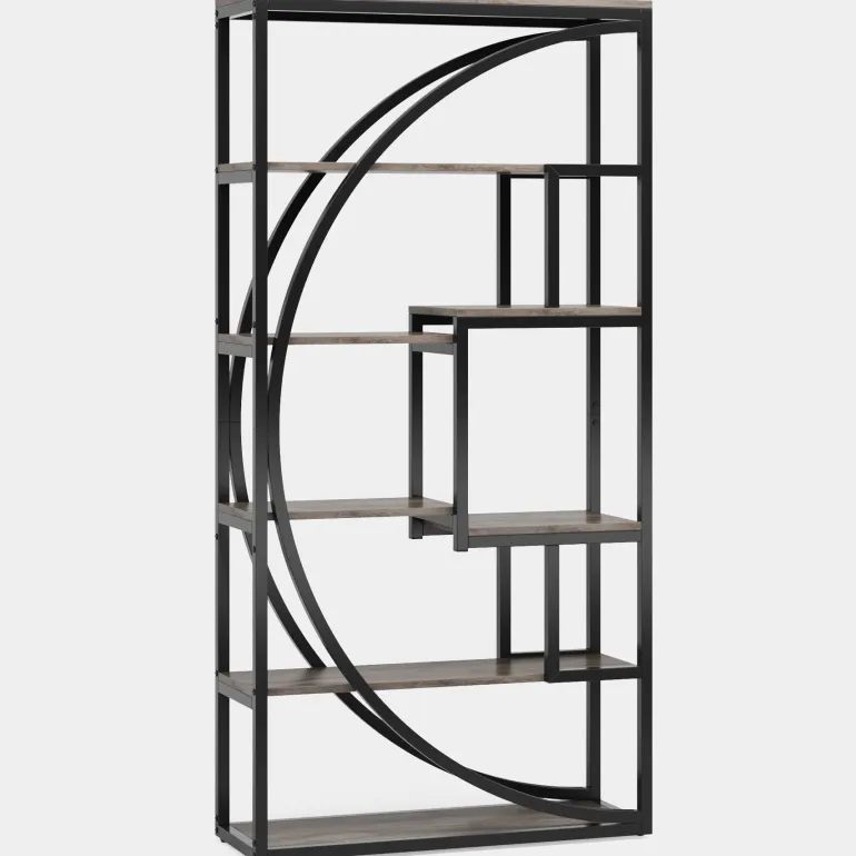 Online Tribesigns Bookshelf, Industrial Bookcase with 8 Open Storage Shelf