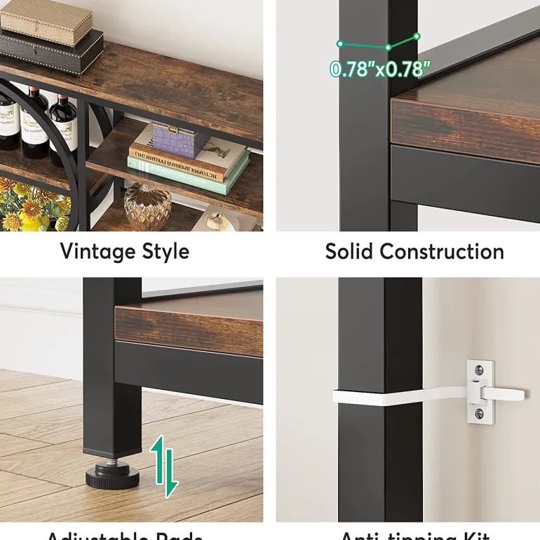New Tribesigns Bookshelf, Industrial 8-Tier Etagere Bookcases Open Display Shelves