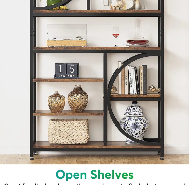 New Tribesigns Bookshelf, Industrial 8-Tier Etagere Bookcases Open Display Shelves