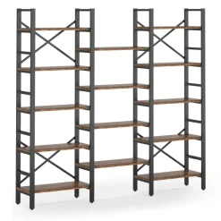 Shop Tribesigns Bookshelf, Industrial Triple Wide 14 Shelves Etagere Bookcase