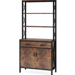 Cheap Tribesigns Bookshelf, 4-Tier Etagere Bookcase with Drawer & Cabinet