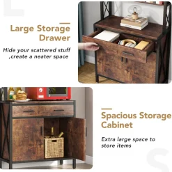 Cheap Tribesigns Bookshelf, 4-Tier Etagere Bookcase with Drawer & Cabinet