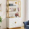 Discount Tribesigns Bookshelf with Doors, 70.9" Modern Etagere Bookcase with 3 Shelves