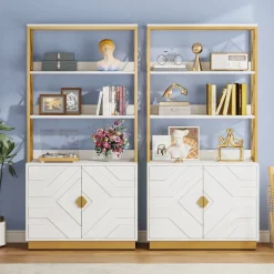 Discount Tribesigns Bookshelf with Doors, 70.9