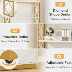 Discount Tribesigns Bookshelf with Doors, 70.9
