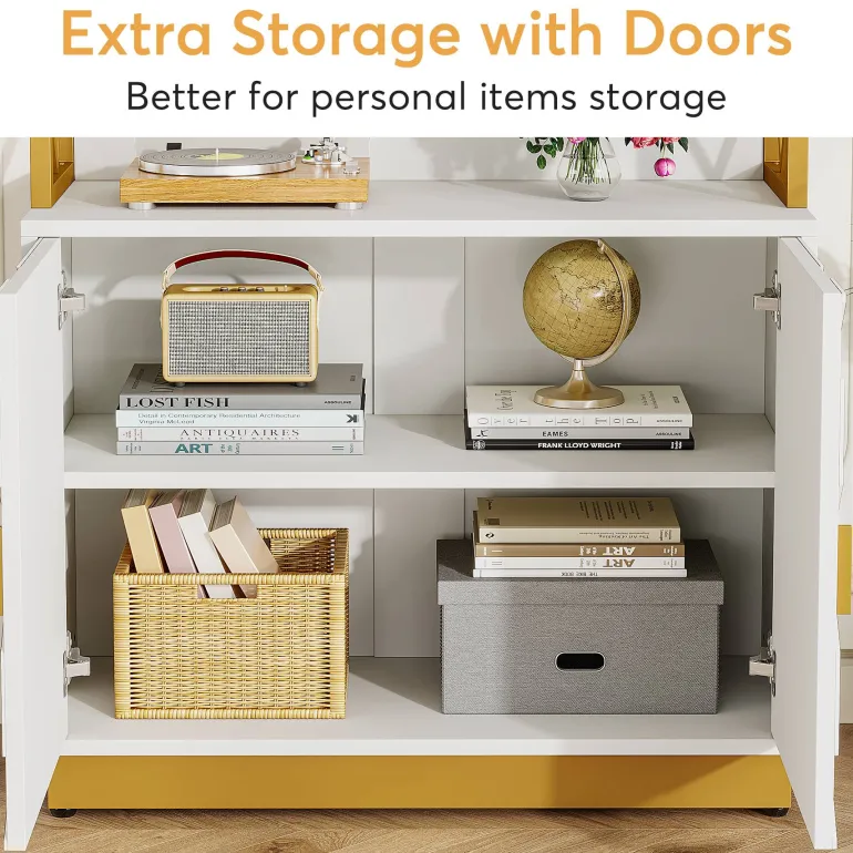 Discount Tribesigns Bookshelf with Doors, 70.9" Modern Etagere Bookcase with 3 Shelves