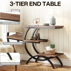 Outlet Tribesigns C - Shaped End Table, Industrial 3 - Tier Side Table for Small Space