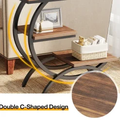 Outlet Tribesigns C - Shaped End Table, Industrial 3 - Tier Side Table for Small Space