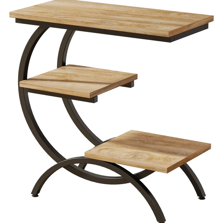 Outlet Tribesigns C - Shaped End Table, Industrial 3 - Tier Side Table for Small Space