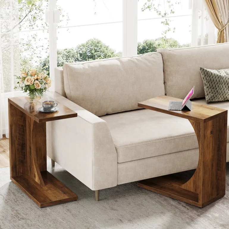 Hot Tribesigns C - Shaped End Table, Sofa Side Table Couch Table