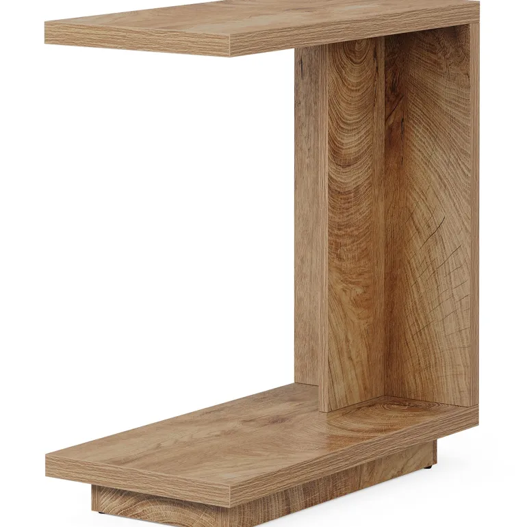 Best Tribesigns C - Shaped End Table, Wood Side Table Nightstand Bedside Table