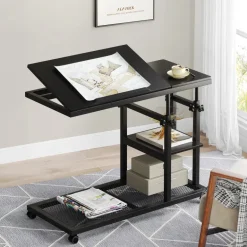 Sale Tribesigns C Table, Height Adjustable Snack Tray Table with Wheels