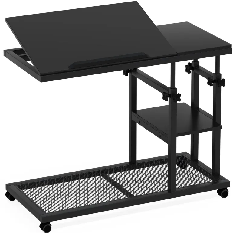 Sale Tribesigns C Table, Height Adjustable Snack Tray Table with Wheels